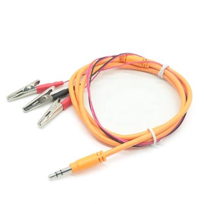 China Multimeter 3 in 1 3.5mm Stereo Jack to Crocodile Clip Insulated Clip Test Probe Lead Cable for sale