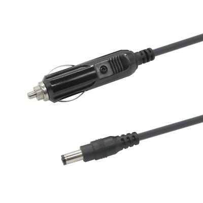 China Power Automobile Cigarette Lighter Male Connector To DC Connector 5.5*2.5mm 2464 18AWG Black Tuning Fork 1.5m for sale