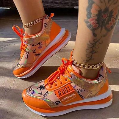 China Fashion Trend Link Running Shoes Candy Toe Casual Sports Low Top Large Size Color Front Round Casual Shoes For Ladies Sneakers for sale