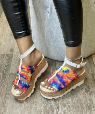 China 2021 Trendy Fashion Summer Sandals Women's Platform Sunflower Sandals Solid Color Trifle Unique Large Size Sandals for sale