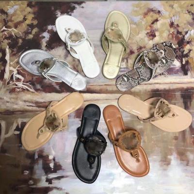 China Fashion Trend Summer Lady Cow Leather Flip Flops With Soles Fashionable Flip-flops Women Soft High Quality Slippers Sizes In 2020 Large for sale