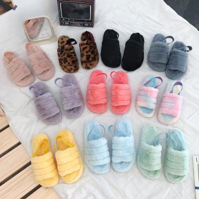 China CUSHIONING 2022 New All-match Plush Chiffon Plush Slippers Women Plush Slippers Large Size Thick Bottom Non-Slip Slippers for sale