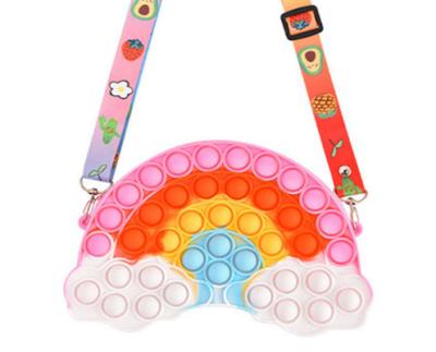 China JT020 Pretty New Fashionable Gift Silicone Bag Rainbow Cloud Cross - Body Bag Children's Decompression Toy for sale