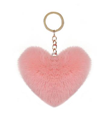 China JT004 Bunny Hair Love Hair Plush Heart Key Chain Bag Multicolor Pendant Heart-shaped Ring Buckle Small Pretty Gift Pendant for sale