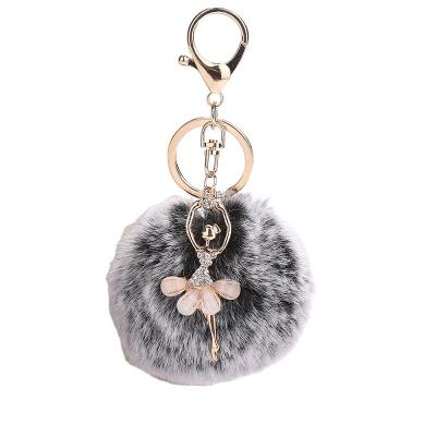 China M073 Cute Fake Gift M073 Faux Fur Key Chain Women Trinket Car Key Bag Key Ring Jewelry Gift Small Fluff Keychains for sale