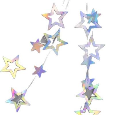 China T223 Pretty Gift Laser Star Garland Banner Happy Birthday Party Decoration Paper Boy Girl Silver Baby Shower Wedding Christmas Wall Hanging for sale