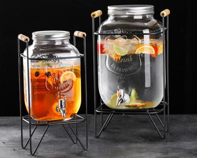 China Household Steamable Large Capacity Beverage Barrel Hotel Self-Service Beverage Glass Barrel for sale