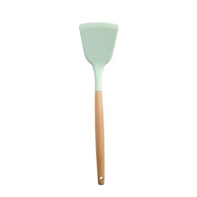 China Modern Nordic Wooden Handle Silicone Kitchenware Set Home Kitchen Spatula Soup Spoon Oil Mixing Cooking Brush for sale