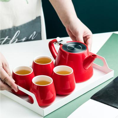 China Color CREATIVE Ceramic Tea Set Household Flower Teapot Tea Cup Afternoon Tea Cup Gift Set Customization for sale