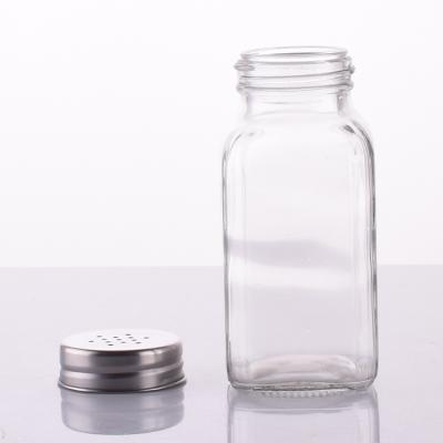 China Kitchen Supplies Spice Shaker Lids Jar 6oz 180ml Square Clear Empty Spice Containers Bottle for sale