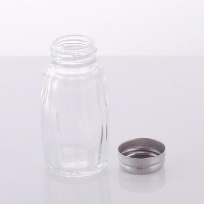 China Wholesale Cheap Food Spice Jar 50ml Clear Glass Seasoning Spice Jars Shaker With Metal Lids for sale