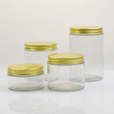 China Home Clear Wide Mouth Glass Straight Sided Glass Jars Food Packaging Storage Jars With Screw Top for sale