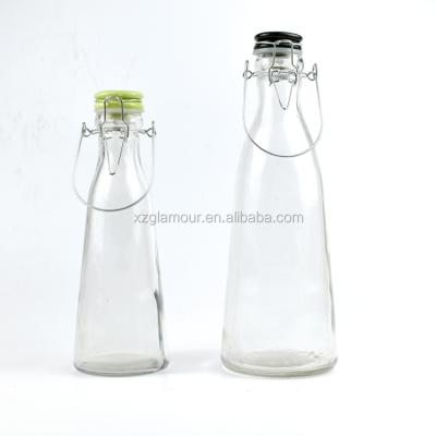 China Vintage Style Glass Milk Bottle With Ceramic Swing Top Lid 500ml 1L for sale