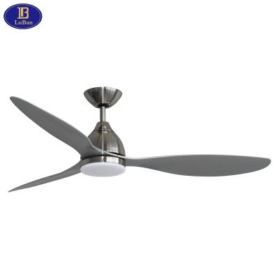 China Modern Design Remote Control 52 Inch Ceiling Fan with LED Light Remote Control, 3 ABS Blades, Silent Reversible DC Motor, 5 Speeds for sale