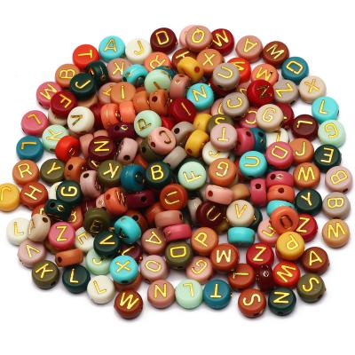 China Jewelry Making 7mm Letter Mixed Acrylic Beads Round Flat Alphabet Spacer Beads For Jewelry Making Handmade Diy Bracelet Necklace for sale