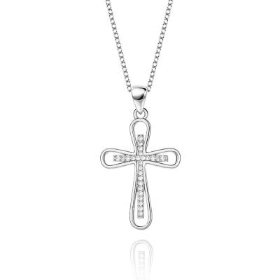 China S925 Sterling Silver Necklace Christian Catholic Easter Jesus Cross Pendant Lucky Religious Religious/Classic Jewelry for sale