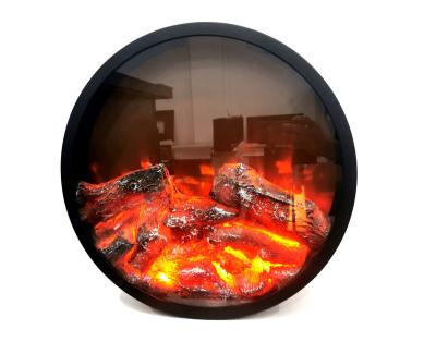 China Hotel Circle Wall Mounted Electric Fireplace Decor Remote Control Flame for sale