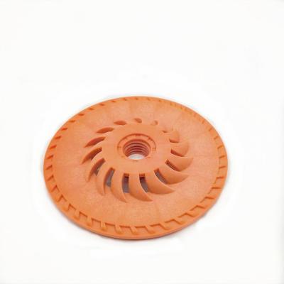 China Nylon PA6 /PBT 107mm Plastic Support Pad T29 117 T27 Threaded Plastic To Make Fin Disc Fin Rolls Support Pad 5/8-11 for sale