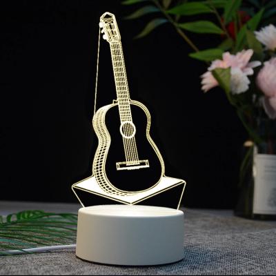 China Sensor Touch Guitar Led Acrylic Creative Gift USB Bedroom Bedside Customized 3D Night Light for sale