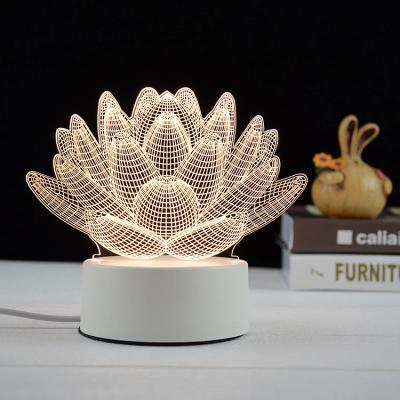 China USB Sensor Touch Operated 3D Flower Illusion Christmas Table Lamp With Remote Control Led Night Light for sale