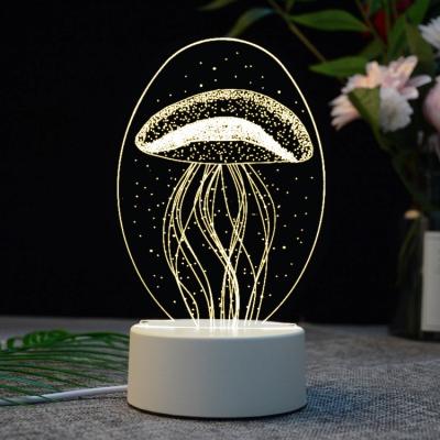 China Switch To Choose 3 Colors Plug In Button Control 3D Night Light 3 Colors With Acrylic Panel Led Night Light for sale