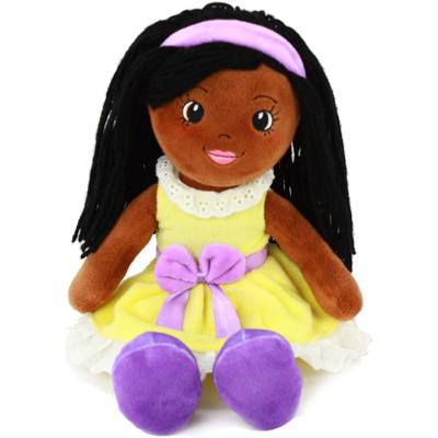 China Plush Manufacturer Custom Fashion Baby Handmade Black Rag Doll Bulk For Kids for sale