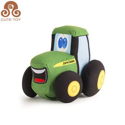 China Soft Plush Customized Green Tractor Cartoon PT Soft Toy Lovely Stuffed Toy Cars Soft For Baby for sale