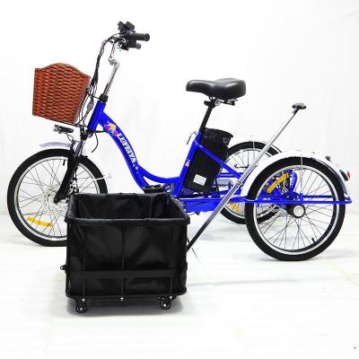 China Factory 20 inch big tricycle older electric tricycle wholesale adult pedal tricycle with detachable shopping basket for sale