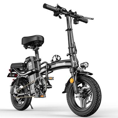 China Steel 14 Inch 48V Lithium Battery Folding Ultralight Driving Electric Bicycle for sale