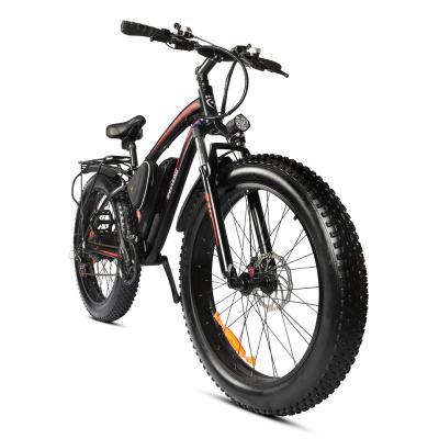 China Aluminum alloy 21 speed steel 48V lithium battery fast 26 inch snow mountain e bike for sale