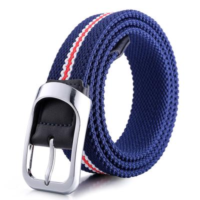 China Matching Elastic Waistband Fashion PP Braided Belt Pin Buckle Braided Elastic Belts For Men for sale