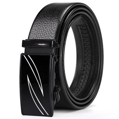 China Fashion.Casual Men's Leatherette Automatic Buckle PU Leather Belt Ratchet Dress High Quality Classic Vintage Waistband Waist Belt for sale