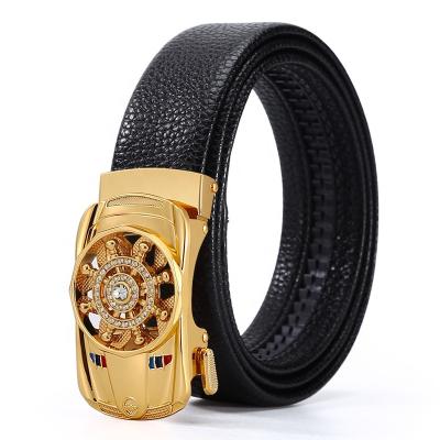 China Fashion.Casual.Business Men Belt Pure Leather Belts Connection With Metal Buckles 3.5cm Width Black Brown Cambodia Color for sale