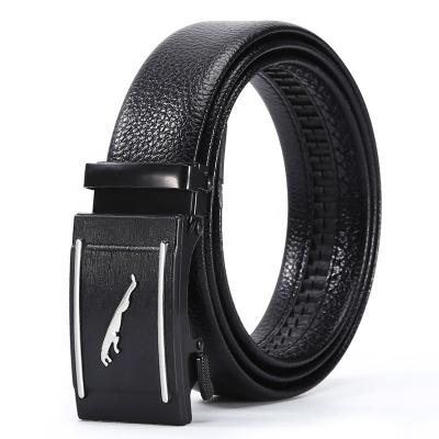 China Factory Wholesale PU Leather Automatic Belt Buckles Comfortable Men's Belts for Men Iron Buckle Ratchet Belt for sale