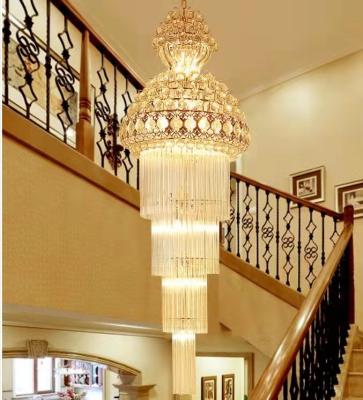 China Crystal Luxury Modern Classic Long Staircase Hotel Decoration Chandelier Pendant Lights for sale