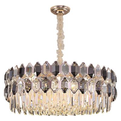 China Modern Factory-Outlet Popular Design Smoke Color Crystal New Led Round Chandelier Pendant Light for sale