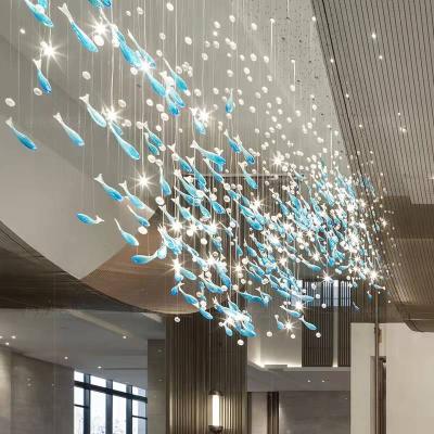 China Modern Hotel Lobby Many Kind Of Fish Shape Large Project Modern Ceiling Hanging Chandeliers for sale