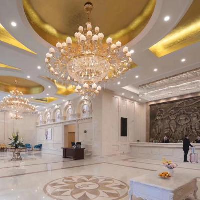 China Modern Fashion Hotel Decorative Project Lighting Luxurious Gold Metal Round Led Pendant Light for sale