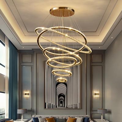 China Contemporary Villa Gold Rings Ring LED Lamparas Lighting Art Deco Chandeliers and Pendant Lights for sale