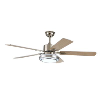 China Modern Modern Pure Copper Metal Fan Motor Leaf Wood Ceiling Fan Lamp With Light Remote Control for sale