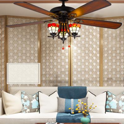 China Factory Price 52 Inch 5 Blades Inverter Chandelier Luxury Wood Ceiling Fans With Led Light for sale