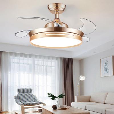 China 2021 Ceiling Fans Fashion Restaurant Living Room Fan Nordic Invisible Led Remote Control Lights for sale