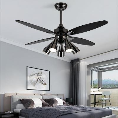 China Nordic Factory Price 4 Sheets Iron Hanging Small Light Remote Led Ceiling Fans for sale