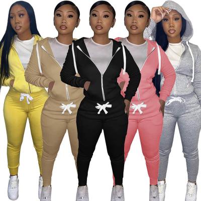 China Anti-pilling Thick Fleece Women Fall Winter Clothes Jogging Sweatpants Suit Hoodie Women Sweatsuit Set Tracksuit Jogger Set for sale