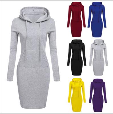 China Anti-wrinkle Women Casual Sweater Women Hoodie Dress Long Sleeve Sweatshirt Dress for sale