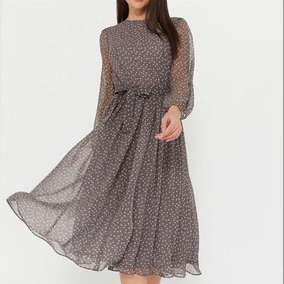 China Women Dresses Summer Chiffon Chiffon Floral Beach Dress China Manufacturer Anti-wrinkle Long Sleeve Casual Dress for sale