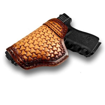 China Pure Gun Holster Vegetable Tanned Cowhide Leather Handmade Pattern For S&W M&P Shield - G17 19 22 23 26 27 32 33 42 43 / Springfield XD-S Gun Bag IWB for sale