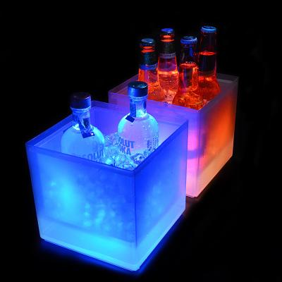 China Sustainable Luminous Led Square Ice Bucket Wine Seat Display Rack Rectangular Ice Bucket for sale