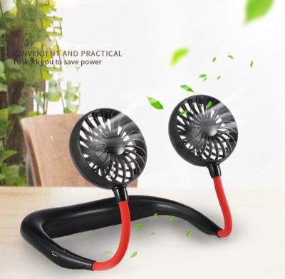 China Car The Generation 2 Hand Free USB Portable Battery Mini Fan Headphone Wearable Design Neck Band Fan Rechargeable Necklace Fan for sale