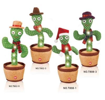 China 2021 Hot Cute Stuffed Mini Toy Christmas Flowerpot Twisting Talking Dancing Cactus Doll Singing Music Cactus Plush Toy for sale